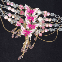 Thumbnail for Chic Layered CZ Inliad Enamel Butterfly Crystal Tassel Choker Necklace - ArtGalleryZen