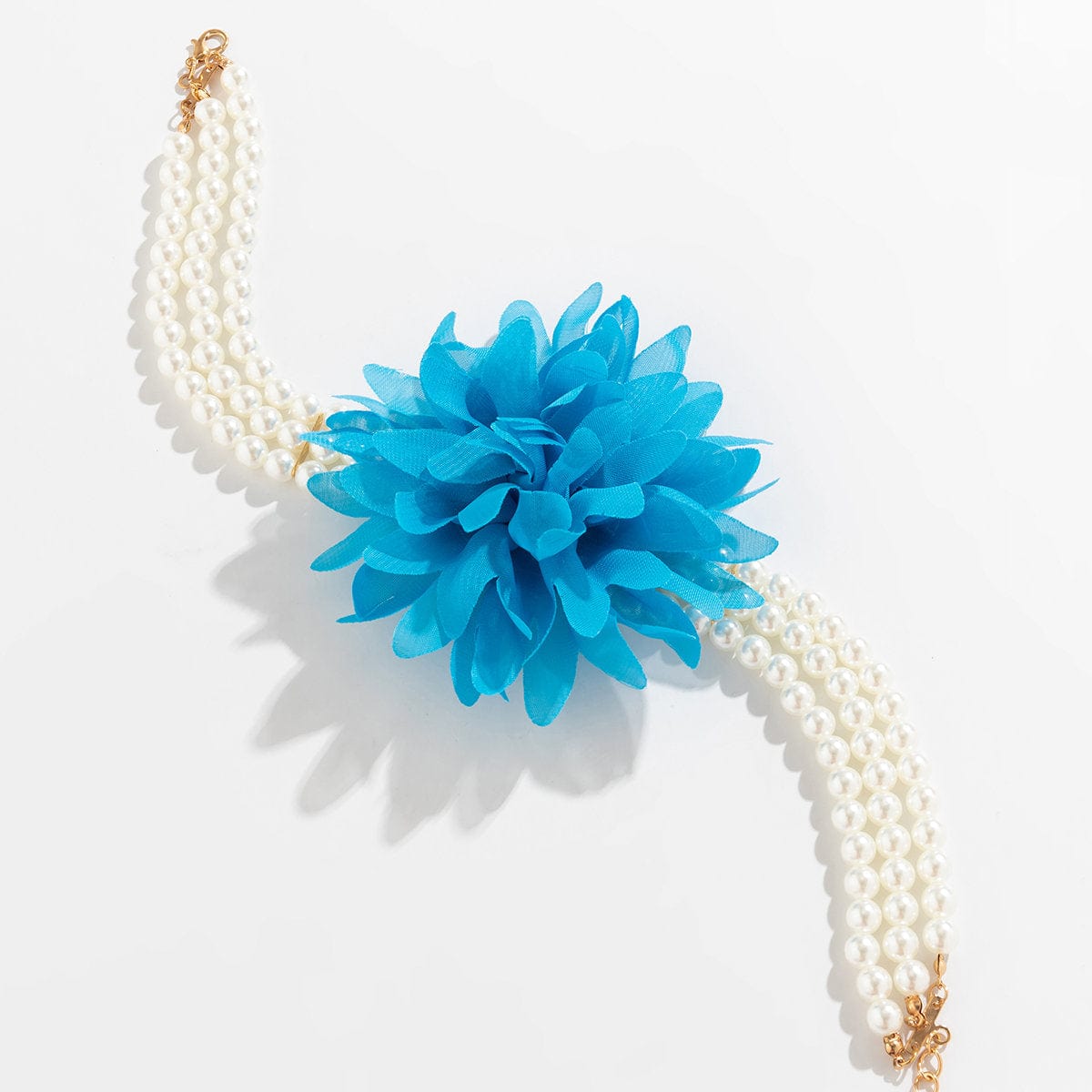Chic Layered Flower Pearl Chain Collar Choker Necklace - ArtGalleryZen