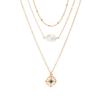 Thumbnail for Chic Layered Flower Pendant Pearl Chain Necklace Set - ArtGalleryZen