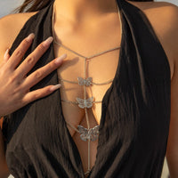 Thumbnail for Chic Layered Gold Silver Tone Butterfly Body Chain Bra - ArtGalleryZen