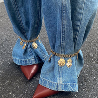 Thumbnail for Chic Layered Gold Silver Tone Flame Heart Anklet - ArtGalleryZen