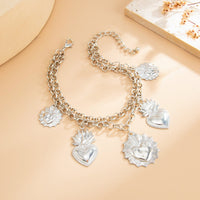 Thumbnail for Chic Layered Gold Silver Tone Flame Heart Anklet - ArtGalleryZen