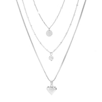 Thumbnail for Chic Layered Heart Pearl Round Disk Pendant Snake Chain Necklace Set - ArtGalleryZen