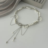 Thumbnail for Chic Layered Heart Tassel Pearl Curb Chain Choker Necklace - ArtGalleryZen