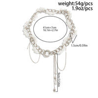 Thumbnail for Chic Layered Heart Tassel Pearl Curb Chain Choker Necklace - ArtGalleryZen
