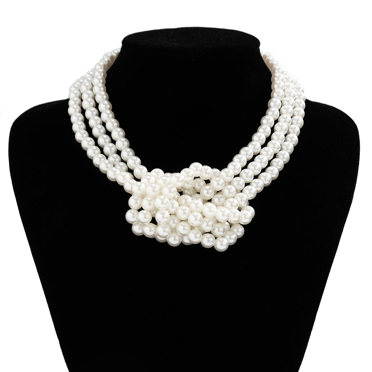 Chic Layered Knotted Pearl Chain Choker Necklace - ArtGalleryZen