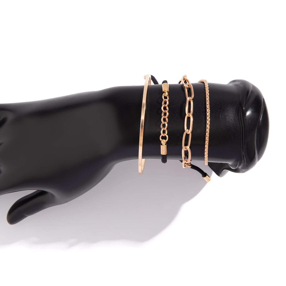 Chic Layered Knotted String Box Chain Bangle Bracelet Set - ArtGalleryZen