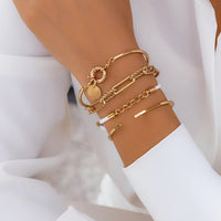 Thumbnail for Chic Layered Knotted String Round Disk Cable Chain Bangle Bracelet Set - ArtGalleryZen