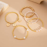 Thumbnail for Chic Layered Pattern Round Disk Pearl Charm Seed Beaded Star Bracelet Set - ArtGalleryZen