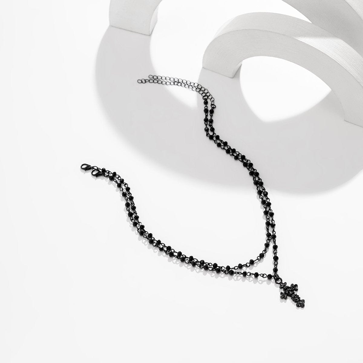 Chic Layered Star Cross Pendant Natural Crystal Choker Necklace Set - ArtGalleryZen