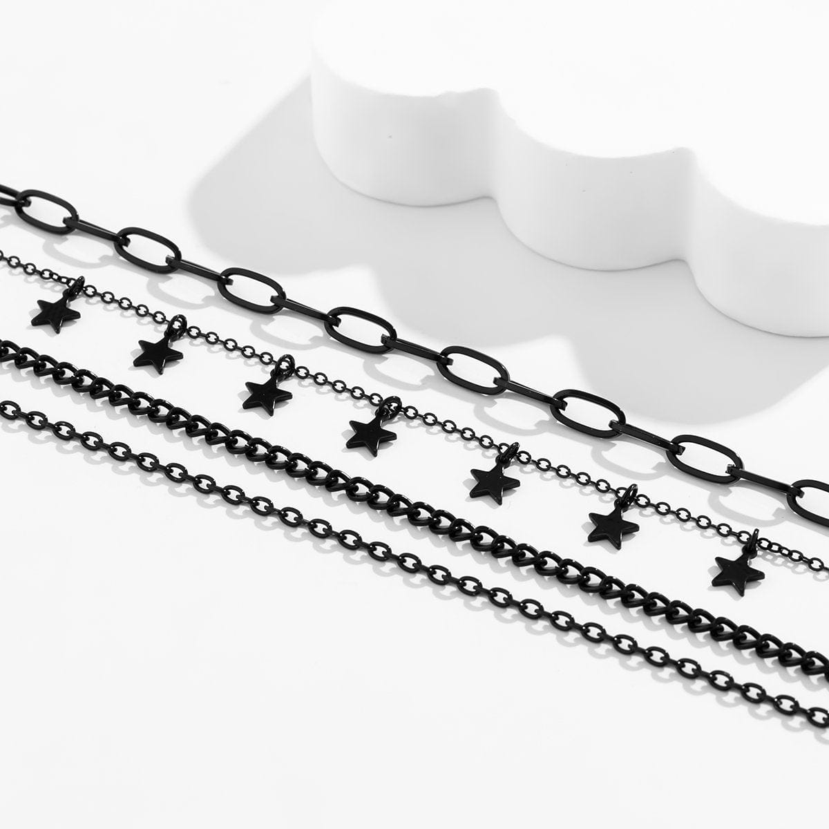 Chic Layered Star Tassel Chain Necklace Set - ArtGalleryZen