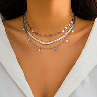 Thumbnail for Chic Layered Star Tassel Herringbone Chain Necklace Set - ArtGalleryZen