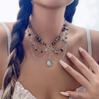 Thumbnail for Chic Layered Turquoise Stone Tassel Necklace - ArtGalleryZen