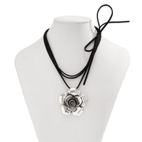 Thumbnail for Chic Layered Velvet Flower Pendant Necklace - ArtGalleryZen