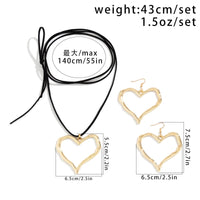 Thumbnail for Chic Layered Velvet Heart Pendant Necklace Earrings Set - ArtGalleryZen