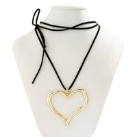 Thumbnail for Chic Layered Velvet Heart Pendant Necklace Earrings Set - ArtGalleryZen