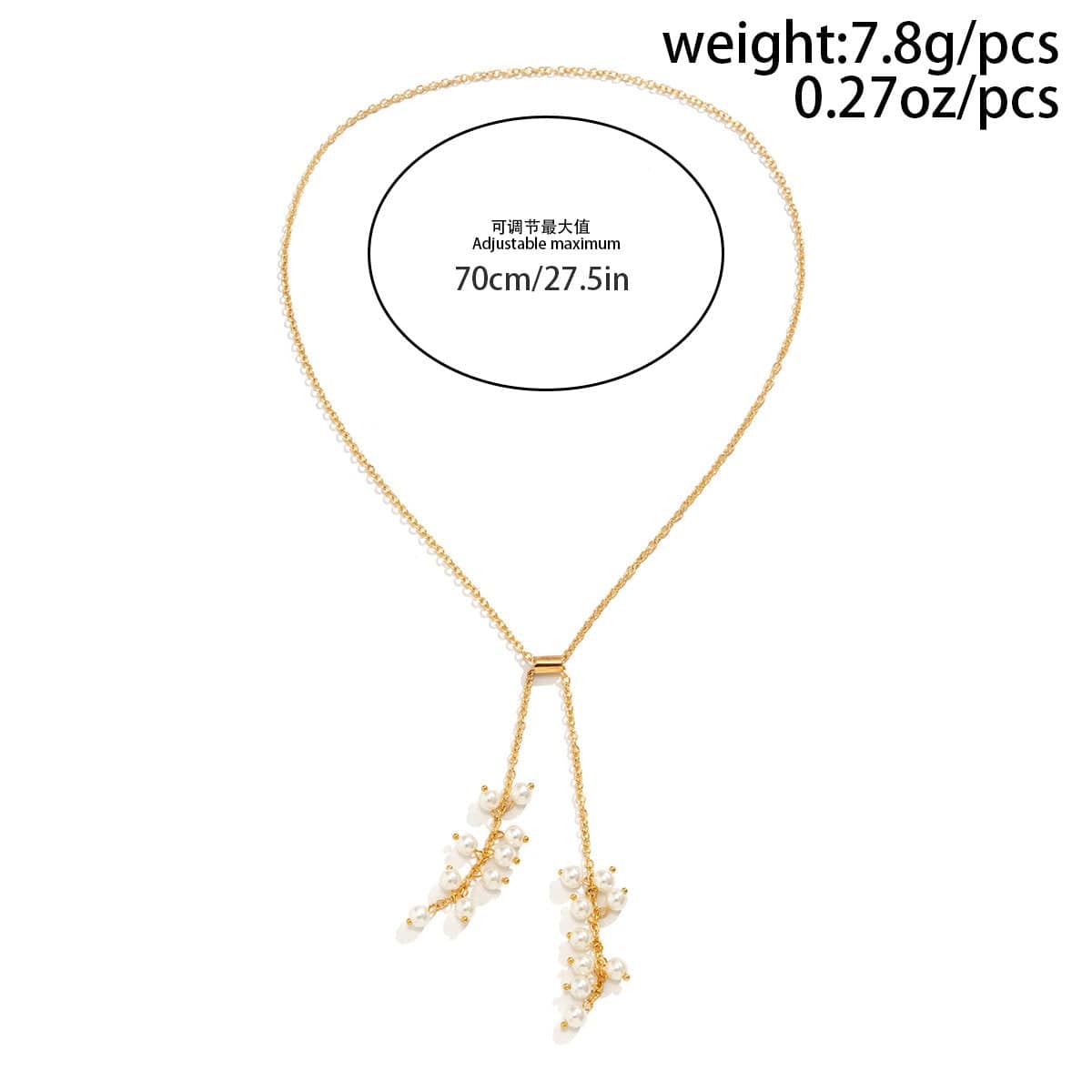 Chic Leaf Pearl Tassel Cable Chain Y Necklace - ArtGalleryZen
