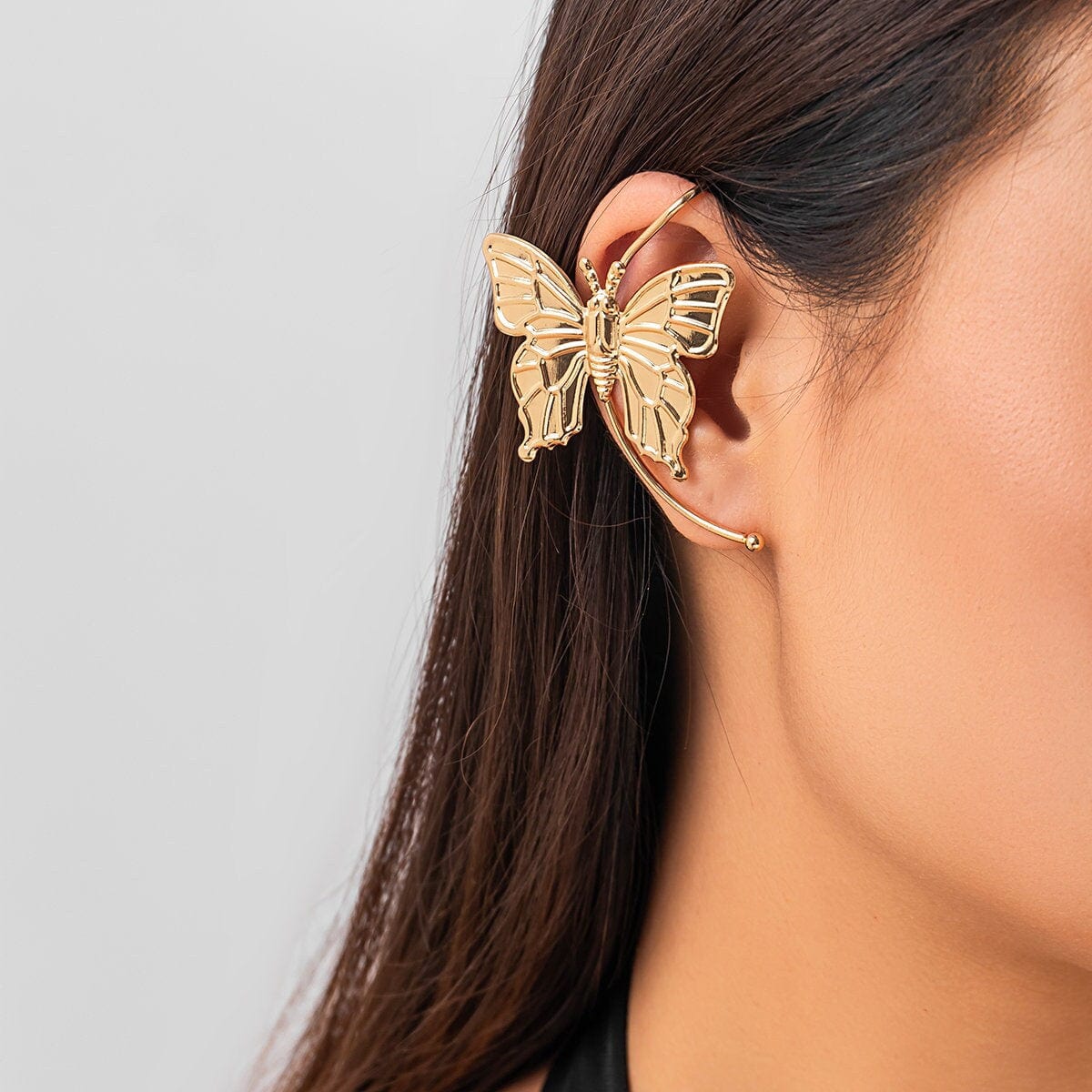 Chic Metallic Butterfly Ear Wrap Earring - ArtGalleryZen