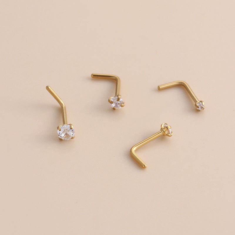 Chic Minimalist Cubic Zirconia Stainless Steel Nose Piercing Nose Stud - ArtGalleryZen