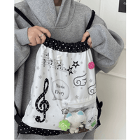 Thumbnail for Chic Music Diary Kpop Fan Display Drawstring Backpack - ArtGalleryZen