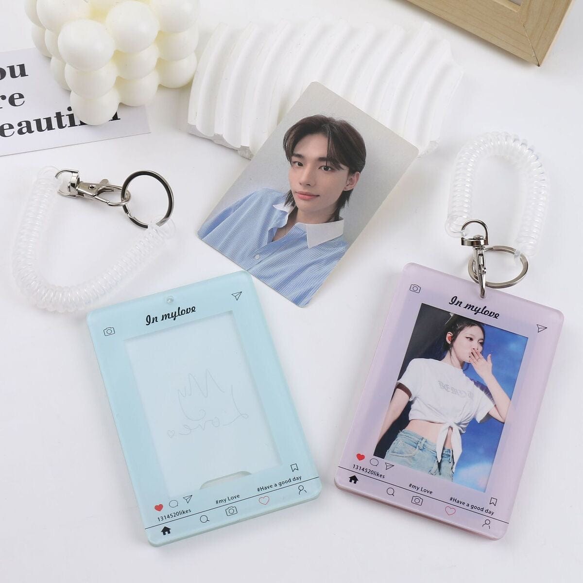 Chic My Love Kpop Keychain Acrylic Photocard Holder - ArtGalleryZen