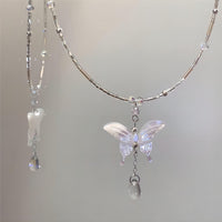 Thumbnail for Chic Natural Pearl Shell Butterfly Pendant Crystal Necklace - ArtGalleryZen