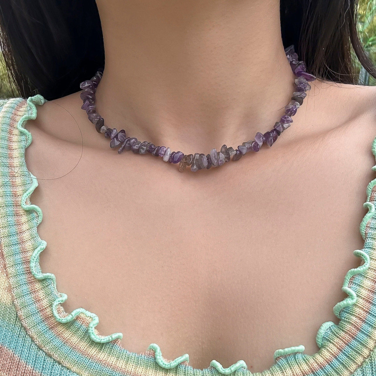 Chic Natural Turquoise Stone Choker Necklace - ArtGalleryZen