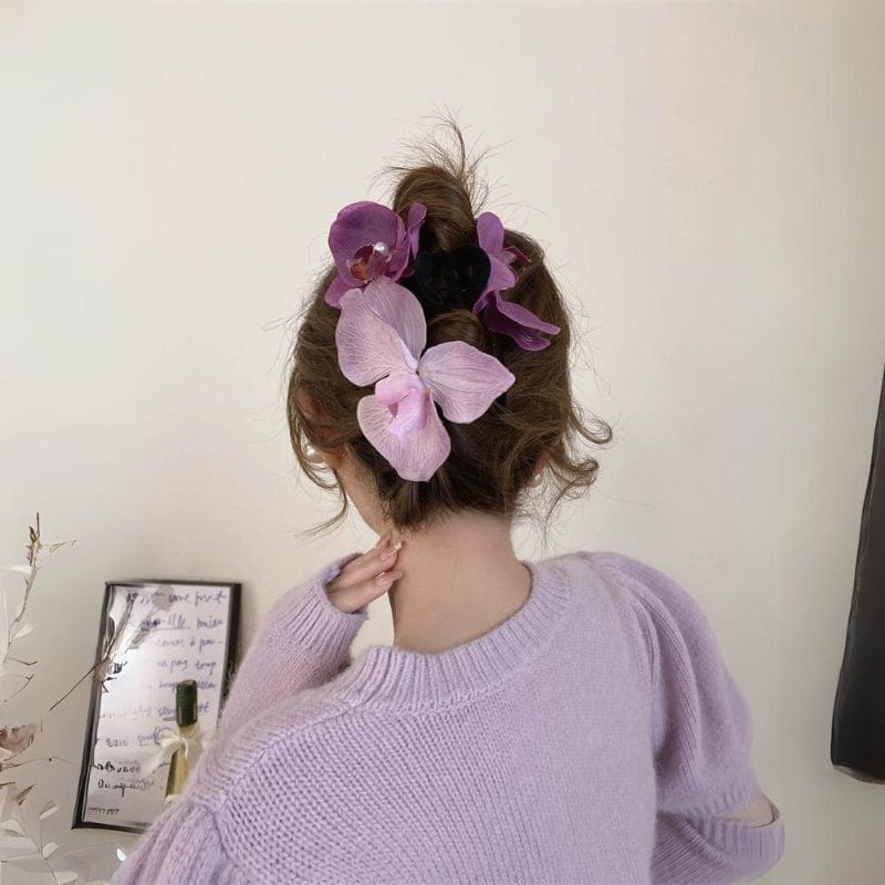 Chic Orchid Flower Claw Clip Hair Clip - ArtGalleryZen