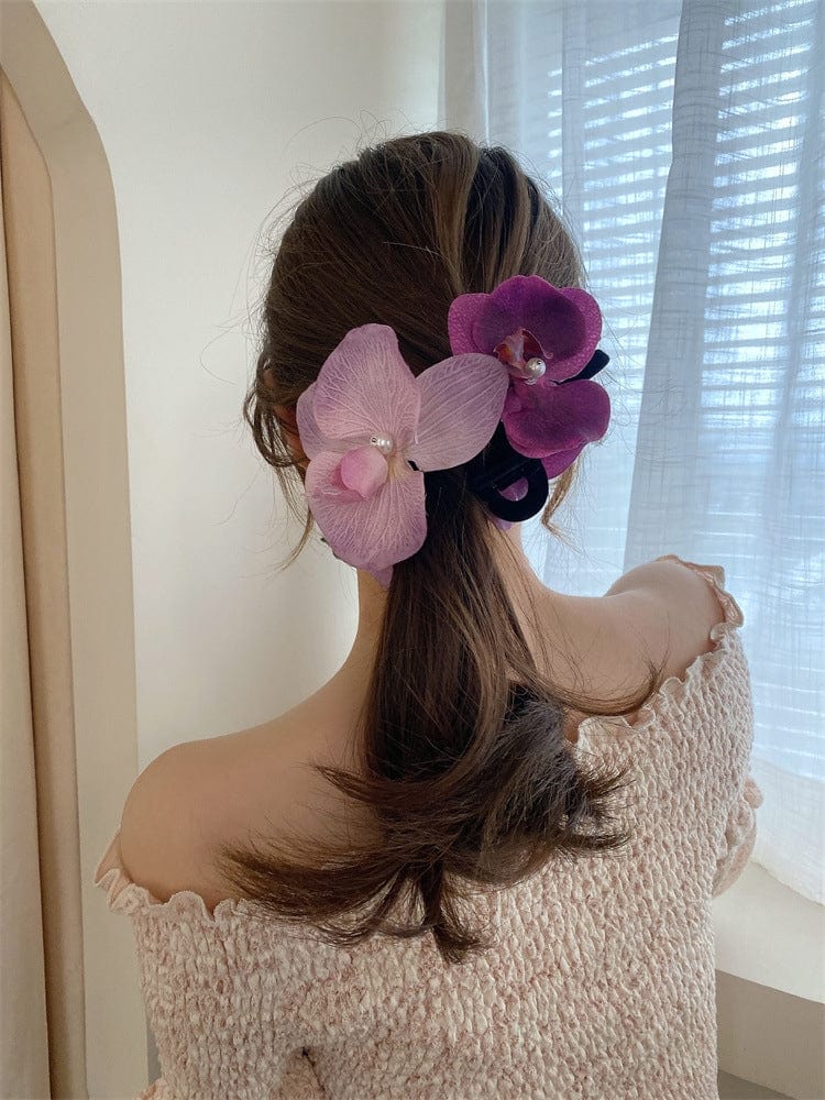 Chic Orchid Flower Claw Clip Hair Clip - ArtGalleryZen
