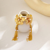 Thumbnail for Chic Pearl Charm Floral Tassel Dangle Earrings - ArtGalleryZen