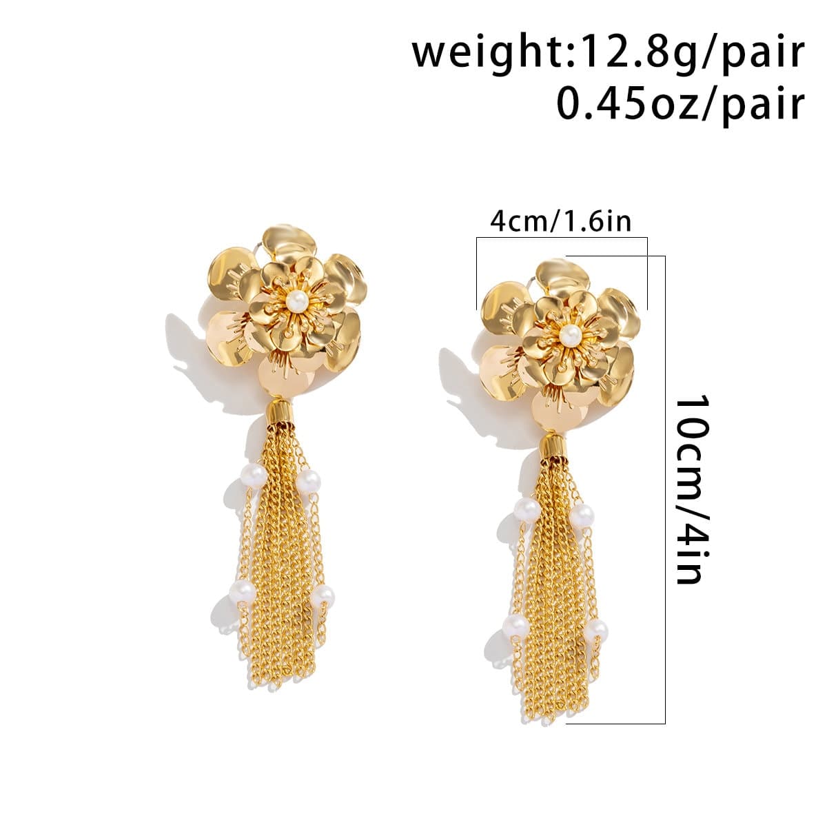 Chic Pearl Charm Floral Tassel Dangle Earrings - ArtGalleryZen