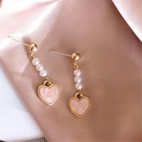 Thumbnail for Chic Pearl Heart Dangle Earrings - ArtGalleryZen