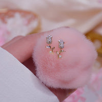 Thumbnail for Chic Pearl Inlaid Crystal Tulip Earrings - ArtGalleryZen