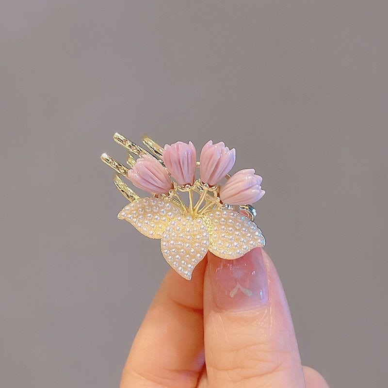 Chic Pearl Inlaid Flower Claw Clip Hair Clip - ArtGalleryZen