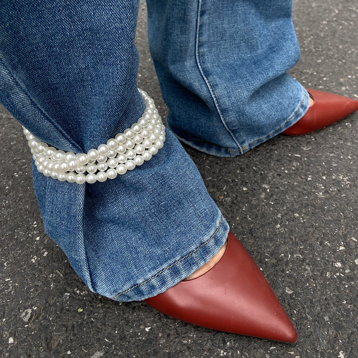 Chic Pearl Long Chain Anklet - ArtGalleryZen