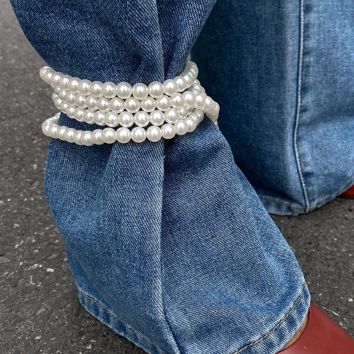Chic Pearl Long Chain Anklet - ArtGalleryZen