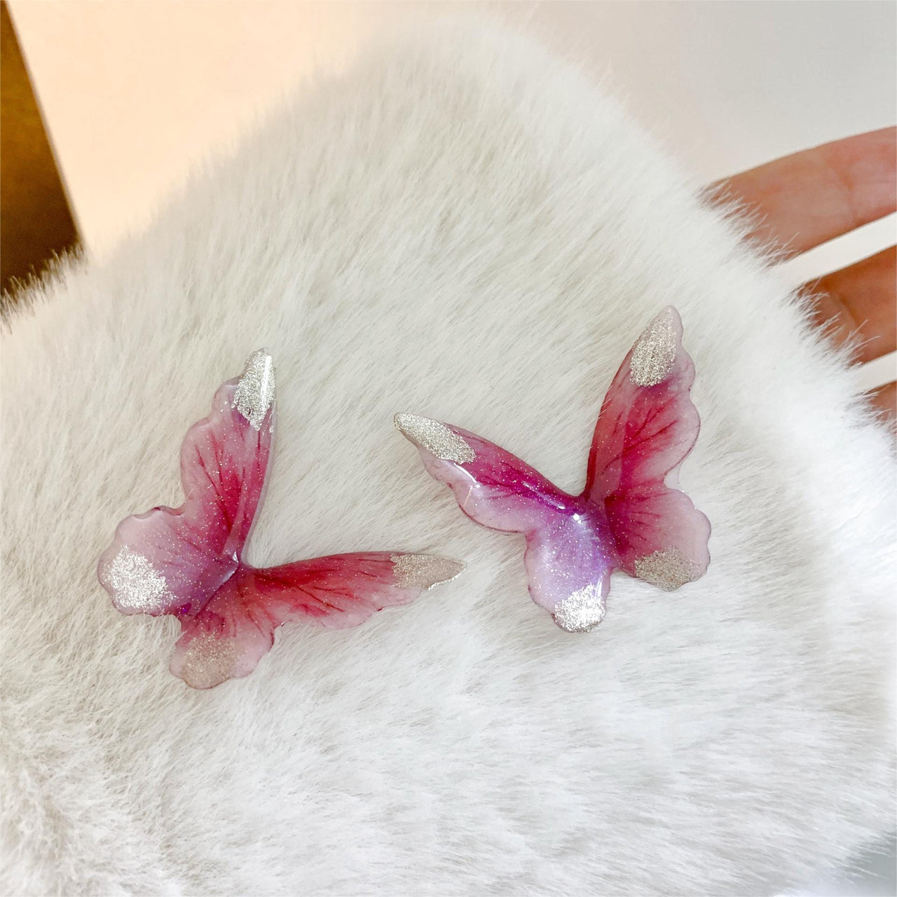 Chic Pink Butterfly Dangle Earrings - ArtGalleryZen