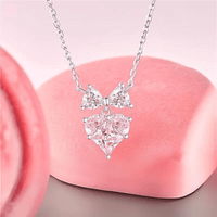 Thumbnail for Chic Pink Crystal Bowknot Heart Necklace - ArtGalleryZen