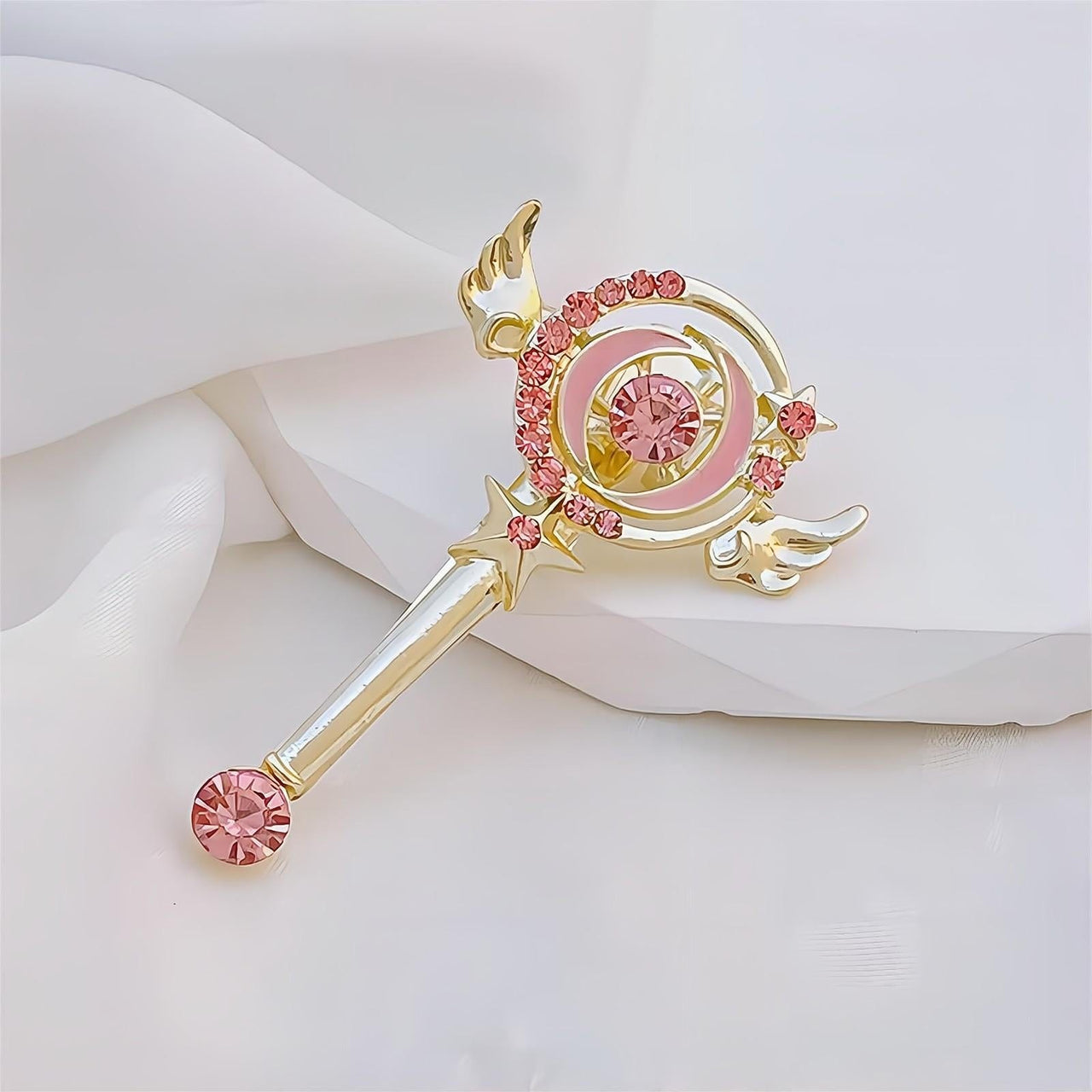 Chic Pink CZ Inlaid Sailor Moon Hair Clip - ArtGalleryZen
