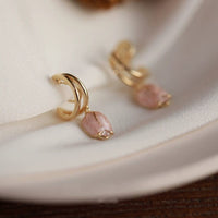 Thumbnail for Chic Pink Enamel Tulip Hoop Earrings - ArtGalleryZen