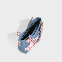 Thumbnail for Chic Pink Star Acrylic Chain Denim Shoulder Crossbody Bag - ArtGalleryZen