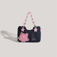 Thumbnail for Chic Pink Star Acrylic Chain Denim Shoulder Crossbody Bag - ArtGalleryZen