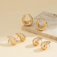 Thumbnail for Chic Pleated Waterdrop Comma C Shaped Stud Earrings Set - ArtGalleryZen