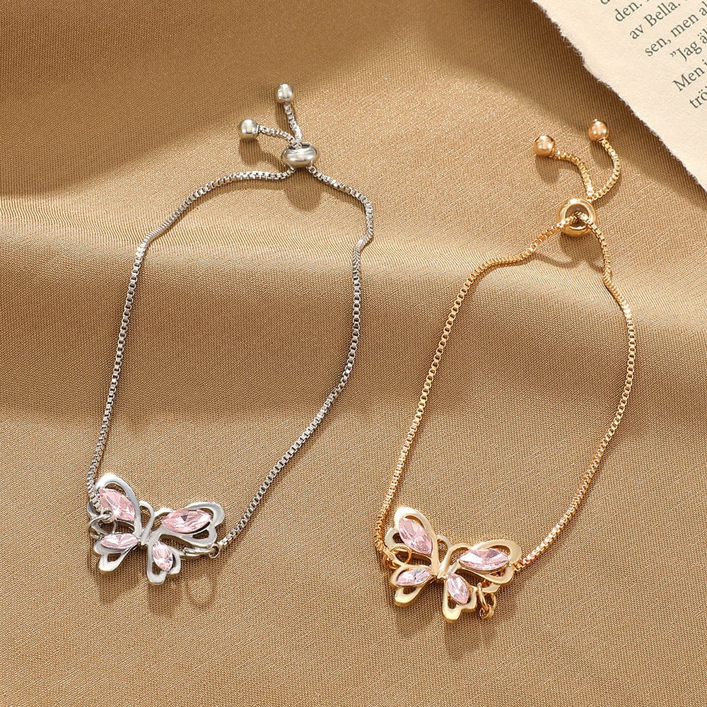 Chic Rhinestone Butterfly Bracelet - ArtGalleryZen