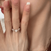 Thumbnail for Chic Rhinestone Inlaid Opal Heart Ring - ArtGalleryZen