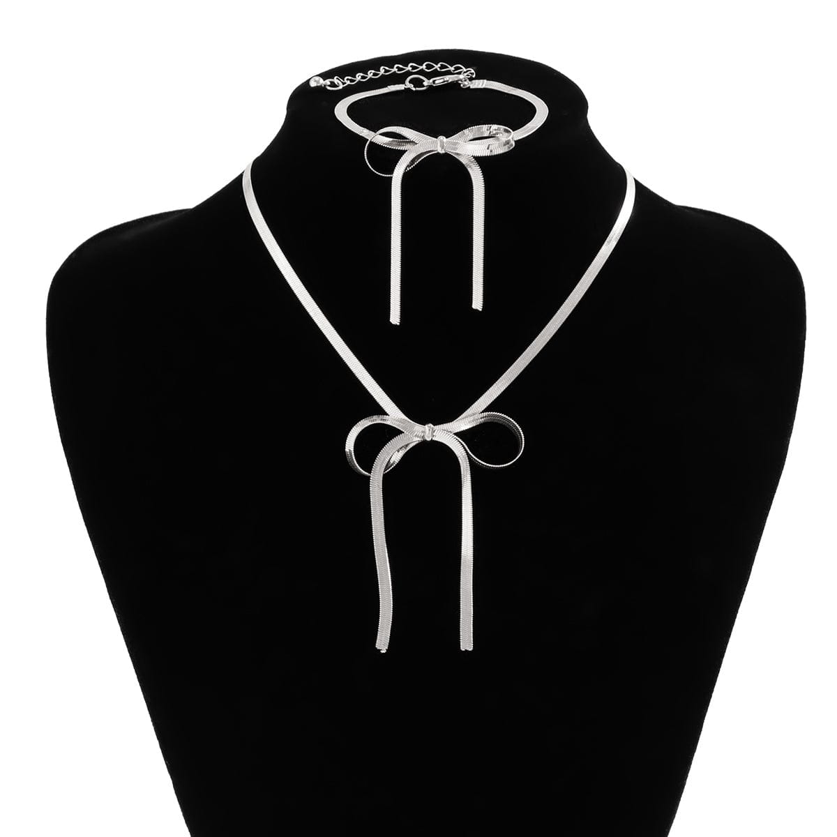 Chic Ribbon Necklace Bracelet Set - ArtGalleryZen