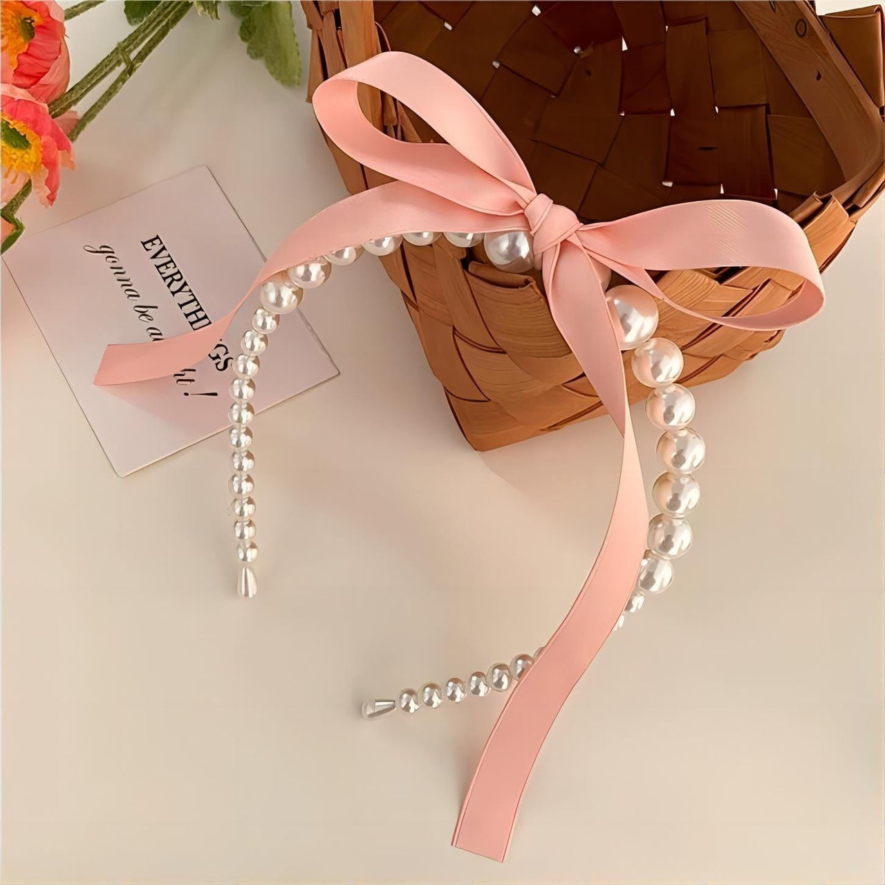Chic Ribbon Pearl Hair Band - ArtGalleryZen