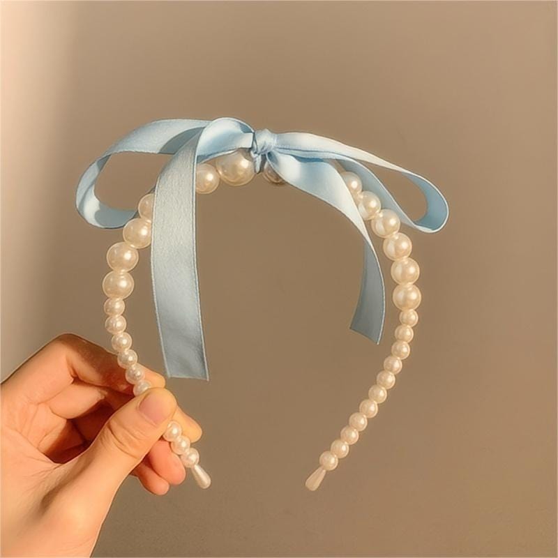 Chic Ribbon Pearl Hair Band - ArtGalleryZen