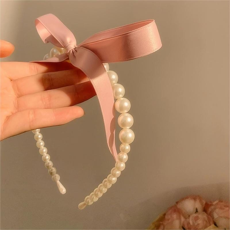 Chic Ribbon Pearl Hair Band - ArtGalleryZen