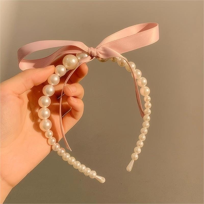 Chic Ribbon Pearl Hair Band - ArtGalleryZen